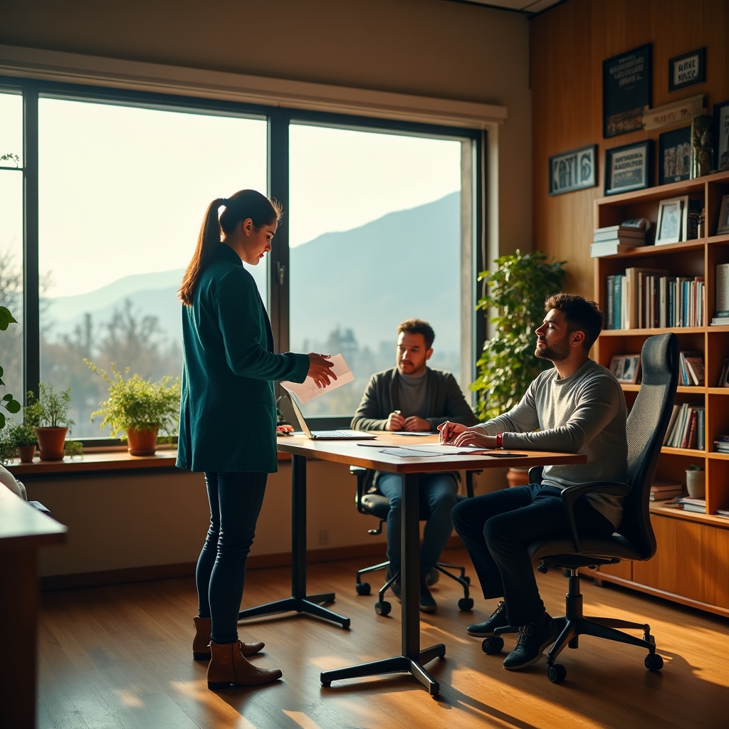 Sustemado founding team in their Salta office discussing financial education frameworks for impact organizations